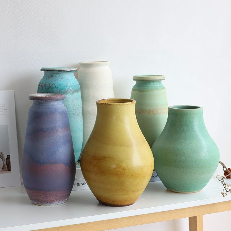 油画风陶瓷花瓶高级感艺术美学创意复古陶罐花瓶摆件客厅插花孤品,家居饰品,花瓶,淘宝优惠券,粉丝福利购,淘宝优惠卷