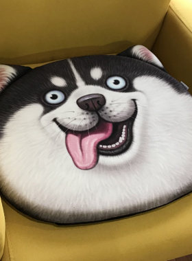 3D二哈坐垫doge神烦狗头座椅垫柴犬屁股垫创意哈士奇飘窗垫打坐垫