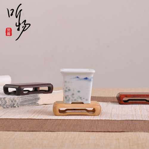 红木迷你微型盆景底座把玩玉器奇石文玩摆件玉石底座木托整木雕刻