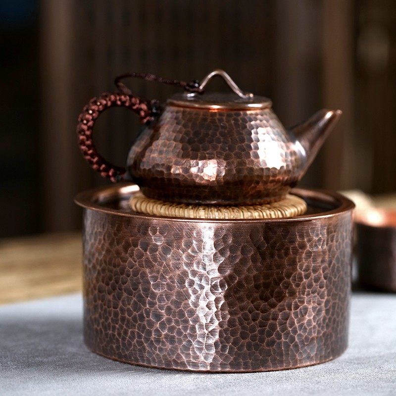 风谷山房手工紫铜壶承家用复古铜制紫砂壶托建水茶洗功夫茶具零配