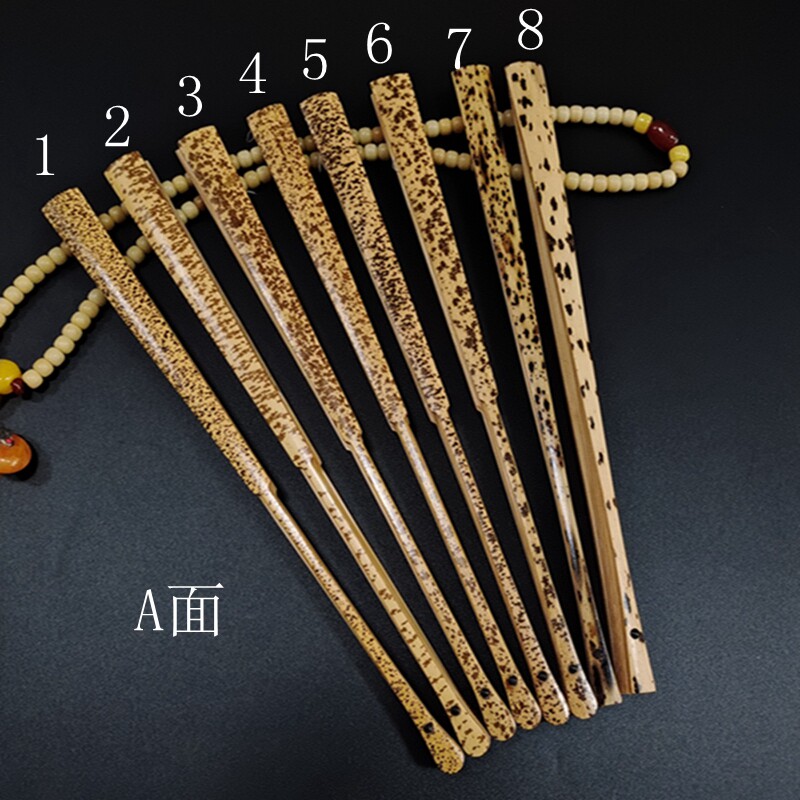 精工高档文玩折扇9.5寸天然斑竹黑芝麻雪花竹扇骨空白苏工扇面