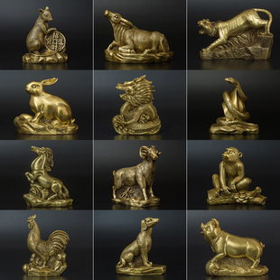 铜韵堂十二生肖摆件全一套 12生肖铜制鼠牛虎兔龙蛇马羊猴鸡狗猪