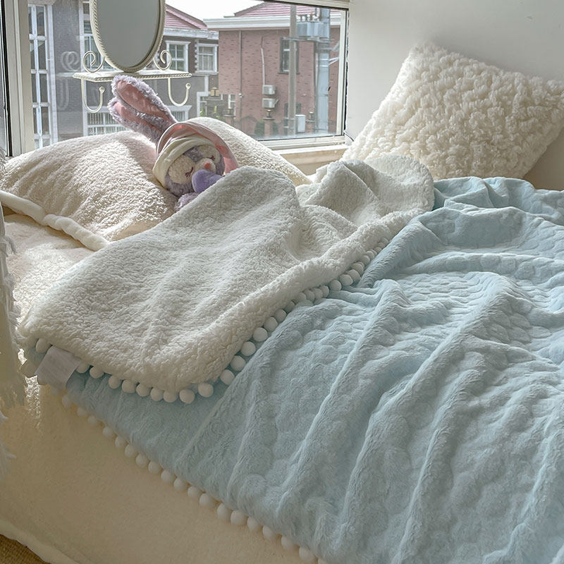 店主自用初恋感奶乖风仿兔绒羊羔绒毛毯珊瑚绒秋冬保暖双层毯子