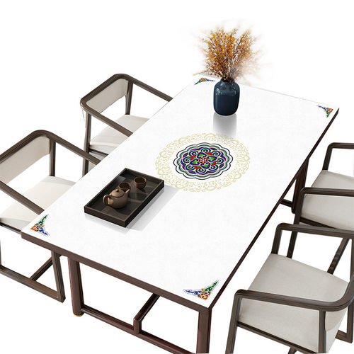 中国风皮革桌布防水防油免洗新中式茶几餐桌垫PVC长方形台布防烫