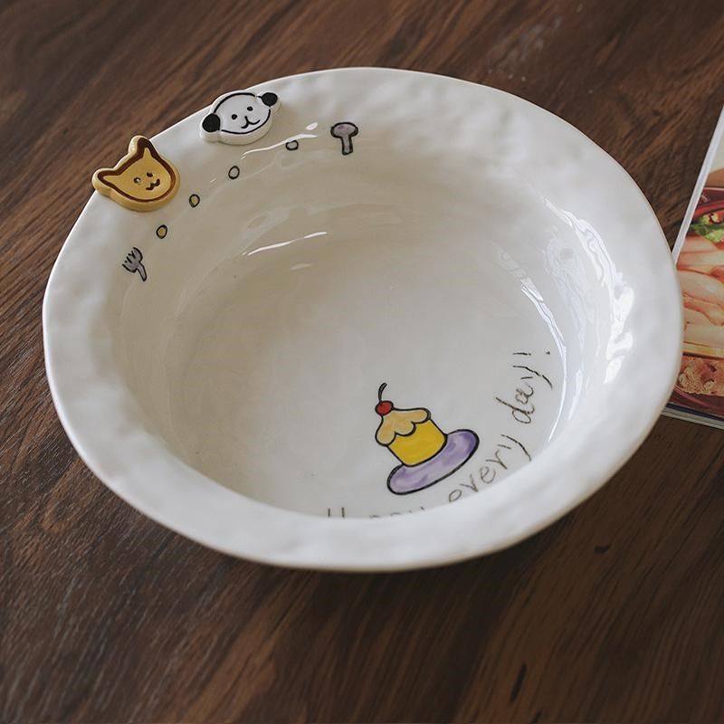 泽滕家可爱盘子陶瓷个性超萌甜品点心意面沙拉西餐浅汤盘儿童餐具,餐饮具,盘,淘宝优惠券,粉丝福利购,淘宝优惠卷