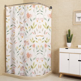 磁性浴帘免打孔浴室弧形浴帘杆304不锈钢L型杆浴帘磁性挡水条套装