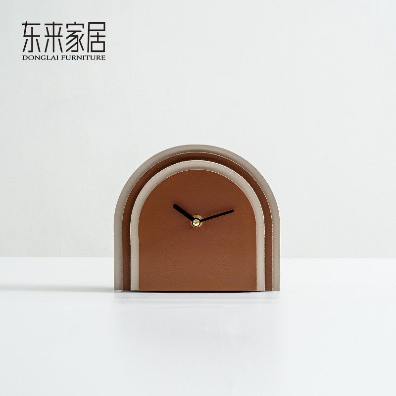 创意皮革层叠时钟摆件客厅酒柜电视柜装饰品样板间卧室床头柜座钟,家居饰品,装饰摆件,淘宝优惠券,粉丝福利购,淘宝优惠卷