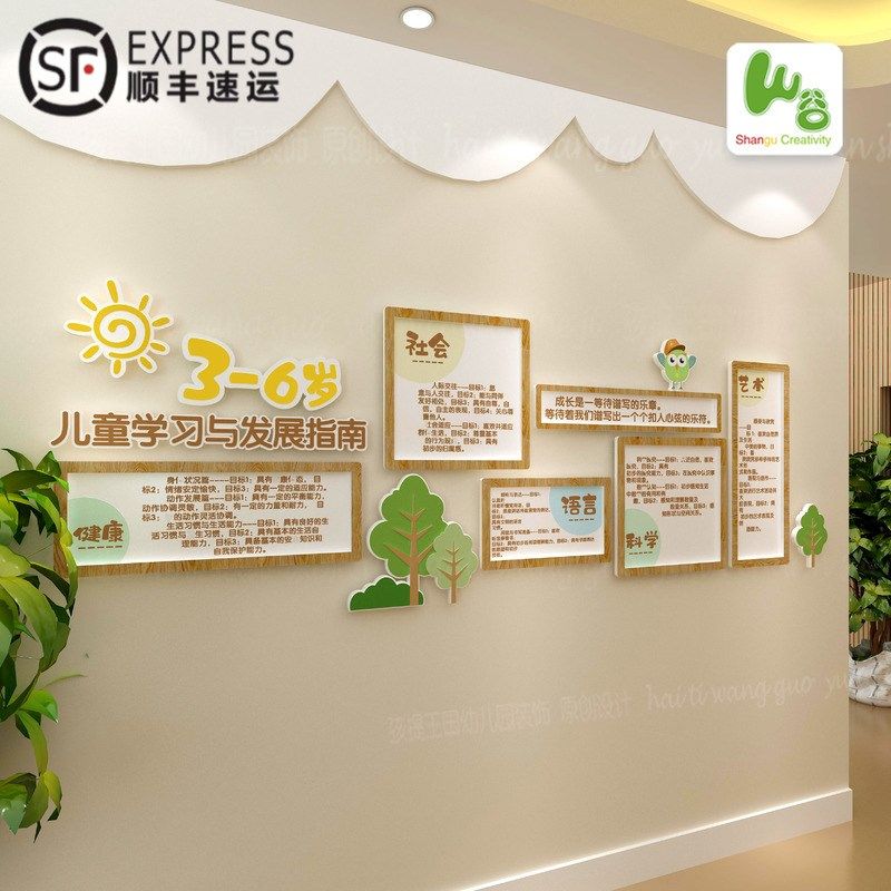 幼儿园文化墙 走廊环创装饰 3-6岁儿童发展指南