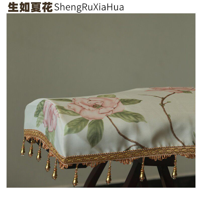 古筝防尘罩盖布文艺范加厚高档亚麻刺绣琴布蕾丝琴披通用款古筝罩