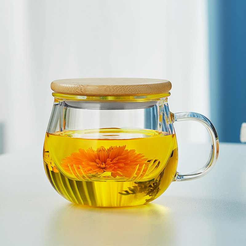 美斯尼玻璃杯家用茶水分离泡茶杯耐高温透明水杯男女带盖过滤杯子