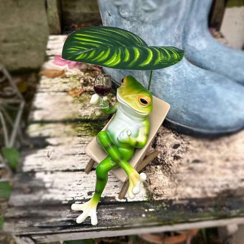 休闲沙滩躺椅青蛙女郎摆件松弛感阳台电视柜造景布置装饰动物工艺,家居饰品,装饰摆件,淘宝优惠券,粉丝福利购,淘宝优惠卷