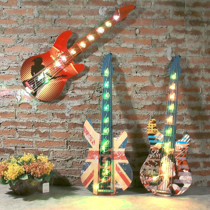 清吧墙面装饰KTV墙上吉他壁挂酒吧烤鱼店背景墙工业风发光挂件,家居饰品,壁饰,淘宝优惠券,粉丝福利购,淘宝优惠卷