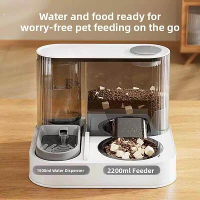 新品猫咪自动喂食器喂水碗水粮一体猫碗饮水机二合一宠物喂食盆