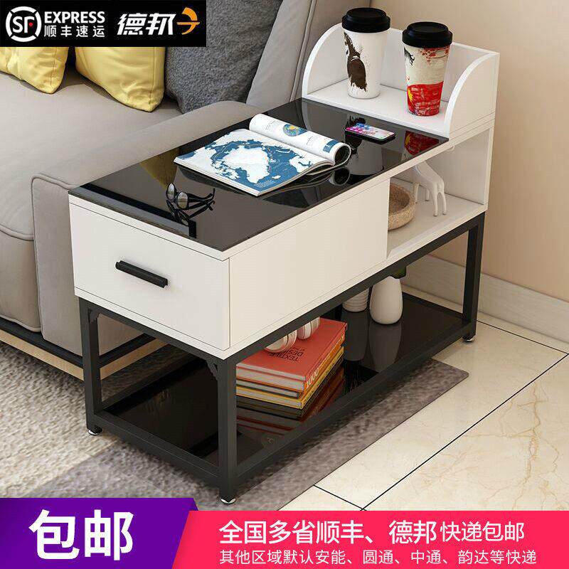 现代北欧沙发边几角几钢化玻璃客厅轻奢茶几边桌边柜创意造型简约