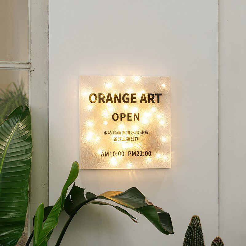 石头纹亚克力灯箱广告牌定制 店铺户外门头氛围感呼吸灯个性招牌