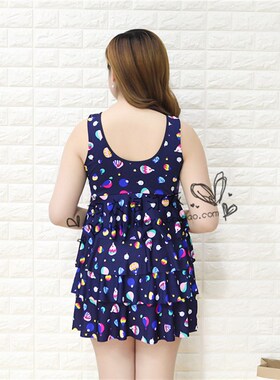 泳衣女保守裙式分体平角裤遮肚显瘦温泉度假韩版特大码130-200斤