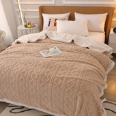 加厚塔芙绒毛毯羊羔绒毯子提花盖毯保暖珊瑚绒沙发毯四季 通用单件