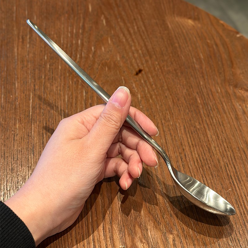 长柄韩式拌饭勺!1810不锈钢西餐勺加长柄吃饭家用喝粥干饭勺子