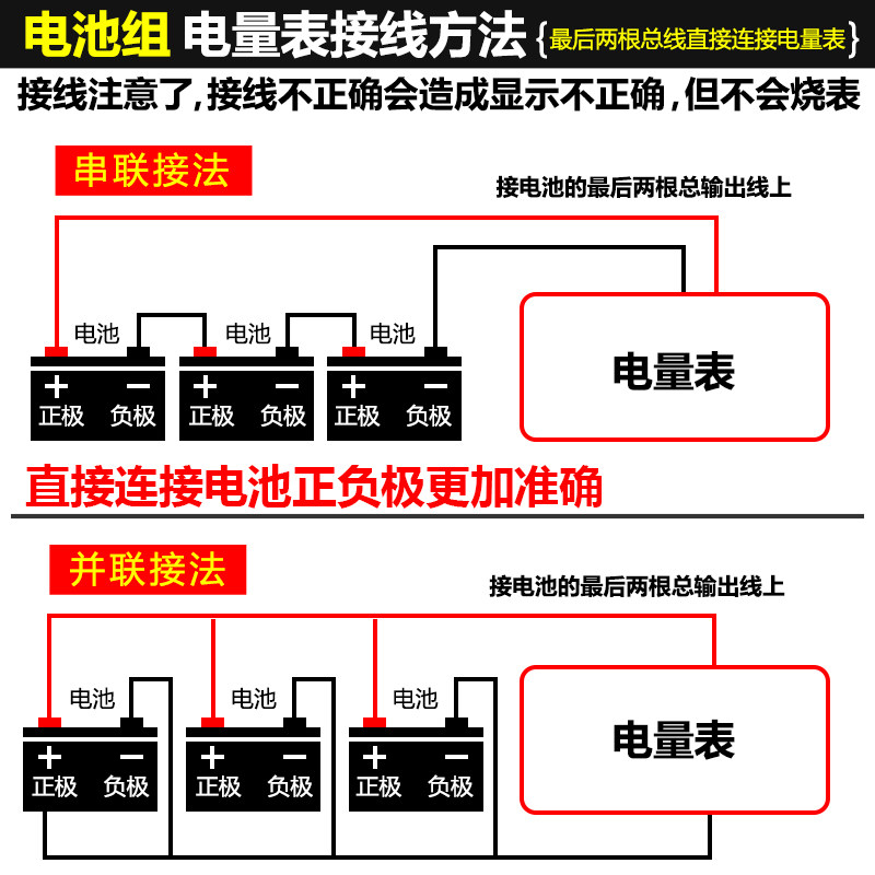 电量显示表汽车蓄电池铅酸电瓶电动电瓶车三轮车锂蜂鸣报警升级款