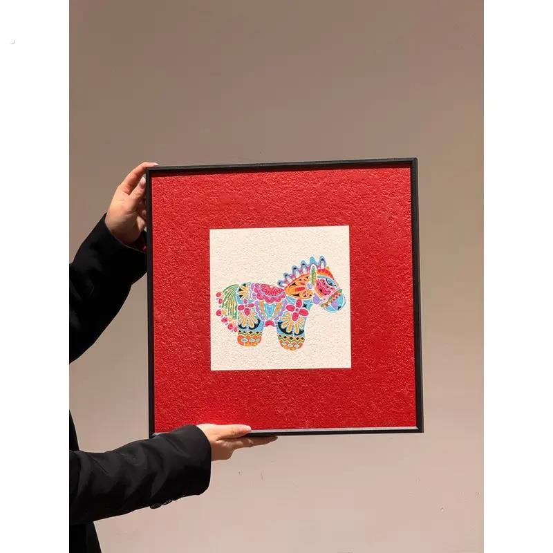 创意复古风马图案装饰画客厅卧室挂画艺术摆件家居装饰桌面摆件