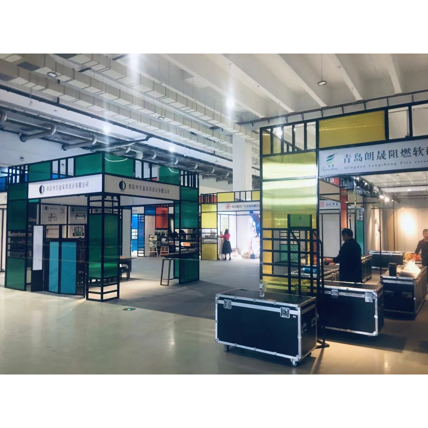 方柱展架展台展览特装定制工厂展会标摊铝制黑色大连会展摊位材料