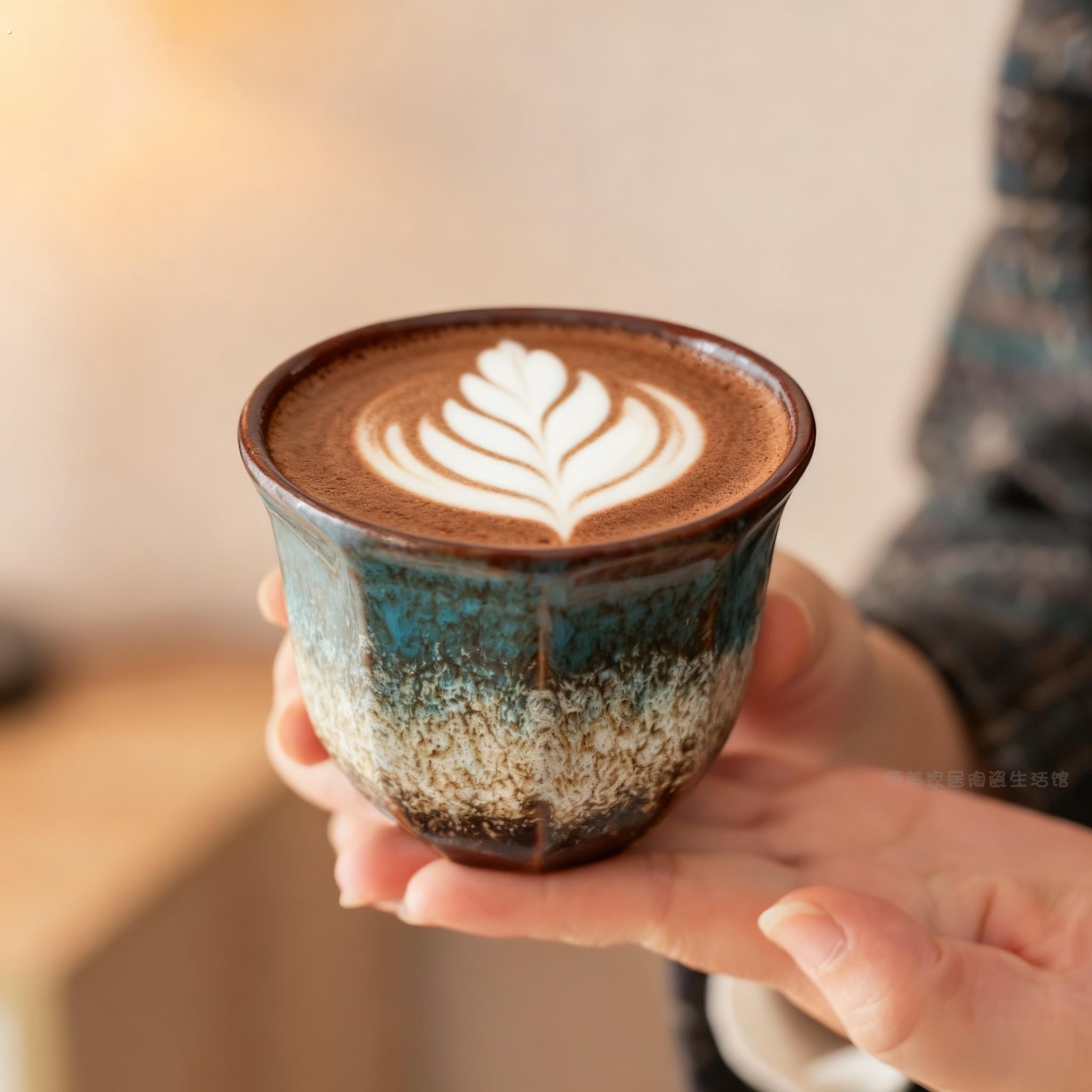 手工陶瓷咖啡杯渐层色釉下彩拿铁杯热饮杯家用跨境窑变八角陶瓷杯