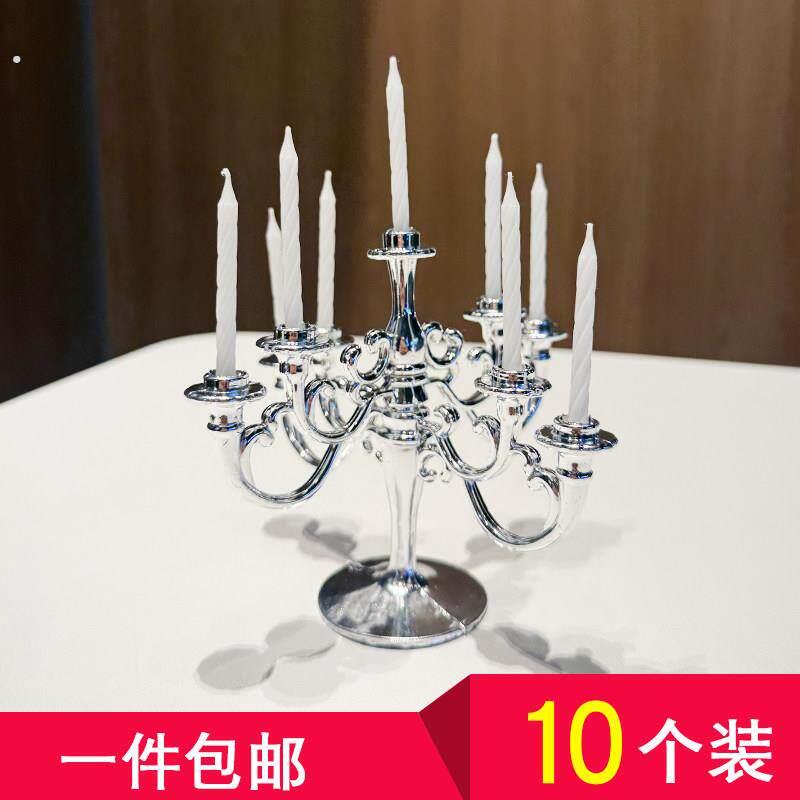 女神生日蛋糕装饰品复古欧式烛台摆件珍珠皇冠珍珠蝴蝶结蜡烛插件