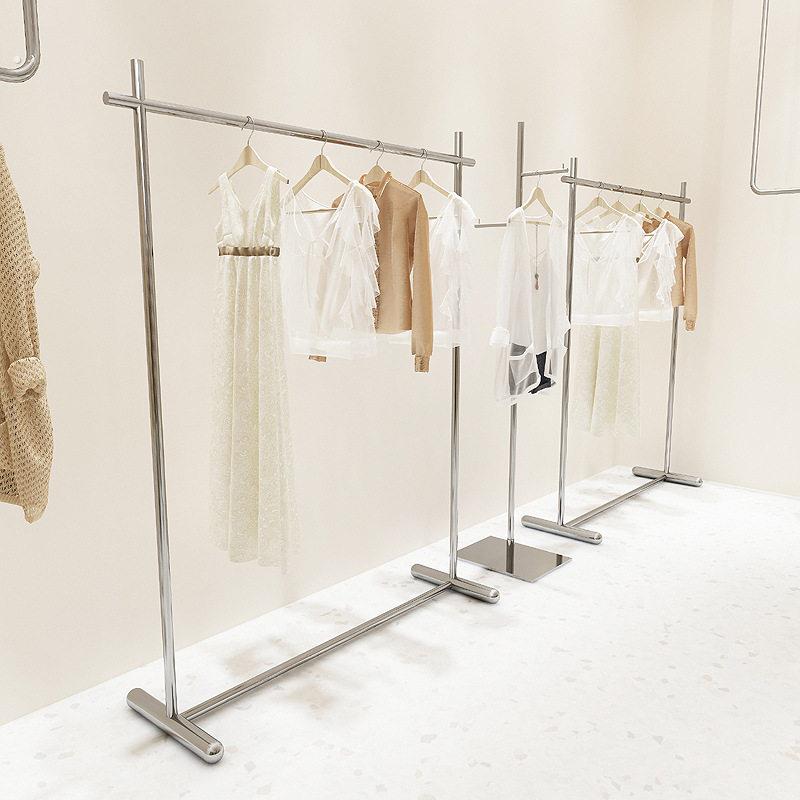 展示架落地服装店男女童装中岛架侧挂简约不锈钢服装陈列架货架