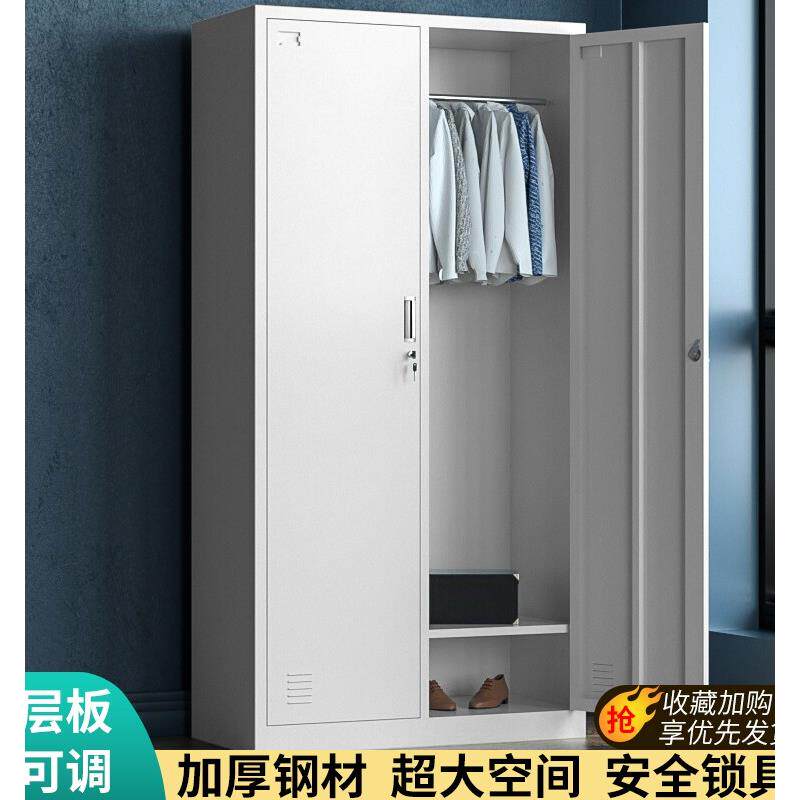 钢制员工铁皮柜两门更衣柜职员宿舍二门换衣柜带锁储物柜鞋柜柜子