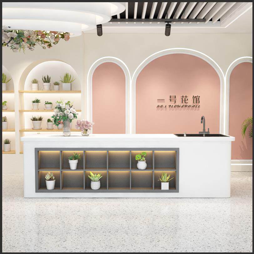 商用前台一体岛台水果店收银台操作台果切奶茶甜品店转角简约吧台