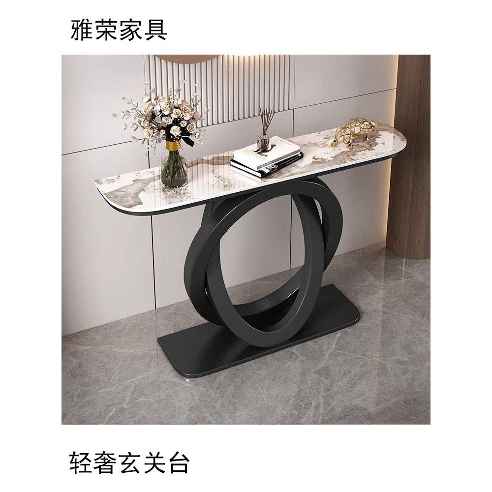 轻型豪华石板入口桌意大利半圆形入口柜现代简单壁挂式入口桌端景
