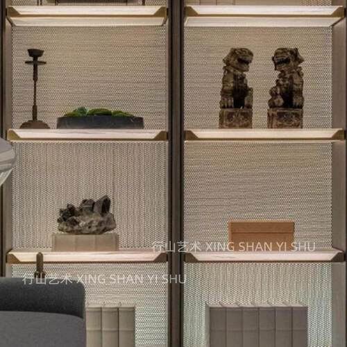 新中式样板间书房书柜摆件软装饰品售楼处展厅茶室博古架狮子摆件