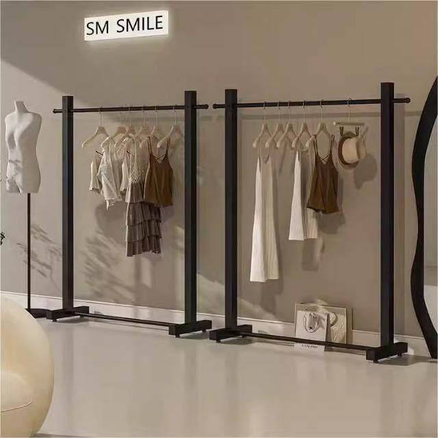 高档新款服装店展示架落地式黑色简约衣服架子男女装店货架陈列架