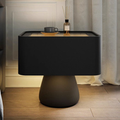 床头柜轻奢高级感卧室简约现代创意实木黑色床边柜意式 极简置物架