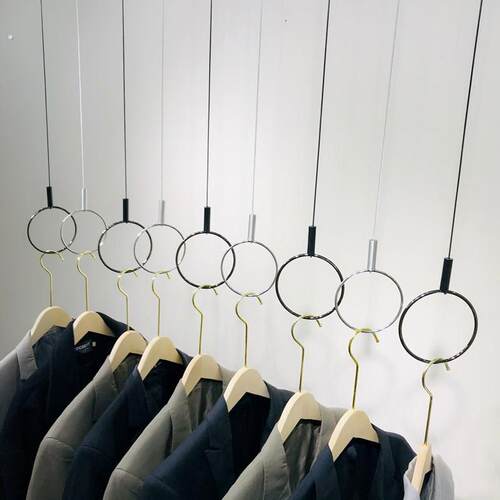 服装店橱窗展示架上墙道具衣服挂链衣架吊架挂衣服黑吊链挂钩吊环