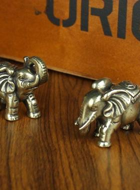 实心铜大象一对 全铜福象摆件迷你可爱铜大象小铜象纯铜桌面摆件