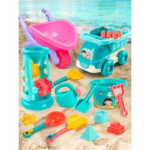 挖沙玩具儿童沙滩套装宝宝玩沙子挖土小铲子3-6岁女孩工具车套装