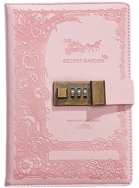 小学生日记本密码锁田字格带锁少女心笔记本小清新花园本儿童礼物