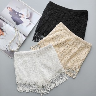 防走光打底黑色保险三分裤 外穿安全裤 女士白色流苏短裤 夏天薄款