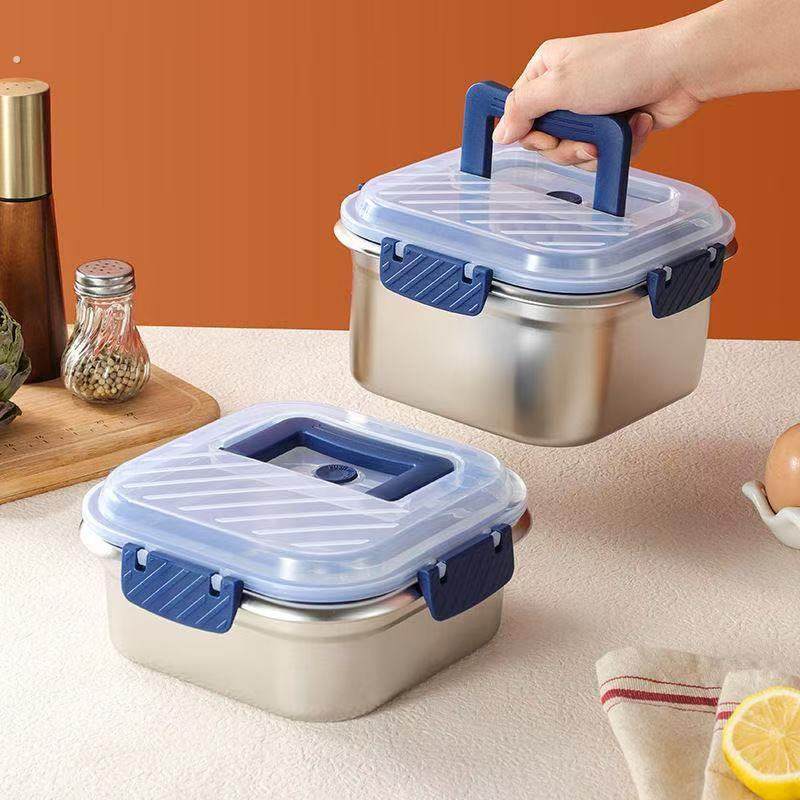 加厚316不锈钢保鲜盒食品级密封带盖便当盒大容量手提冰箱收纳盒