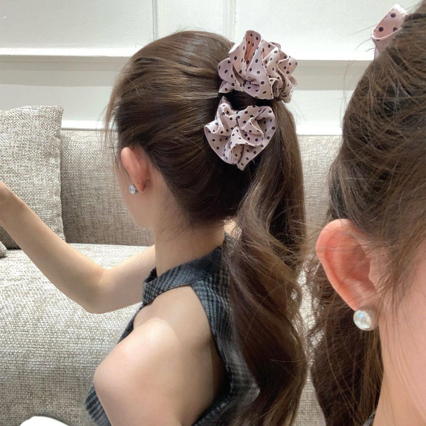 miu系少女 波点褶皱蝴蝶结香蕉夹竖夹女后脑勺高马尾夹高级感发饰
