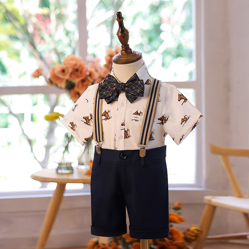 儿童西装套装洋气新款男童花童周岁宴抓周礼服男宝宝生日小西服夏