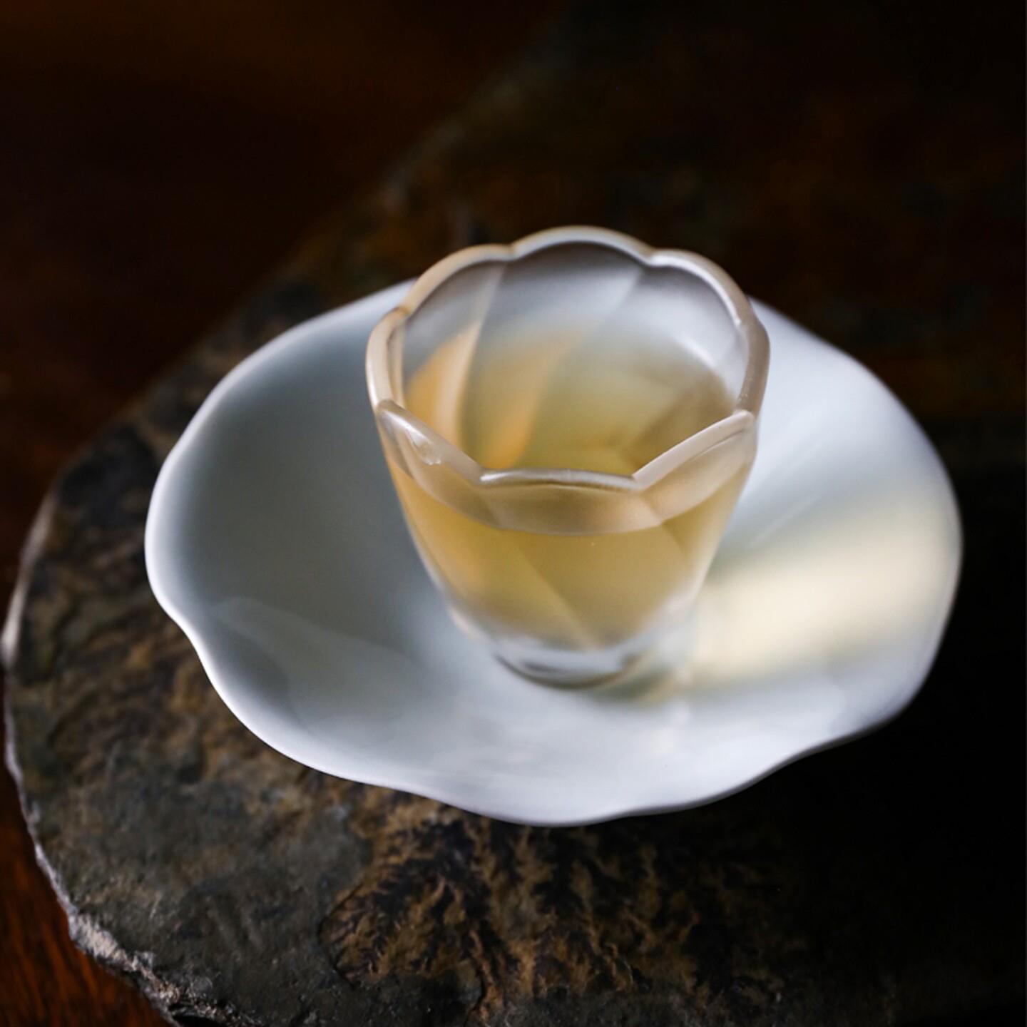 大益益工坊茶具景德镇纯手工影青系列雕刻荷叶杯托中式复古陶瓷