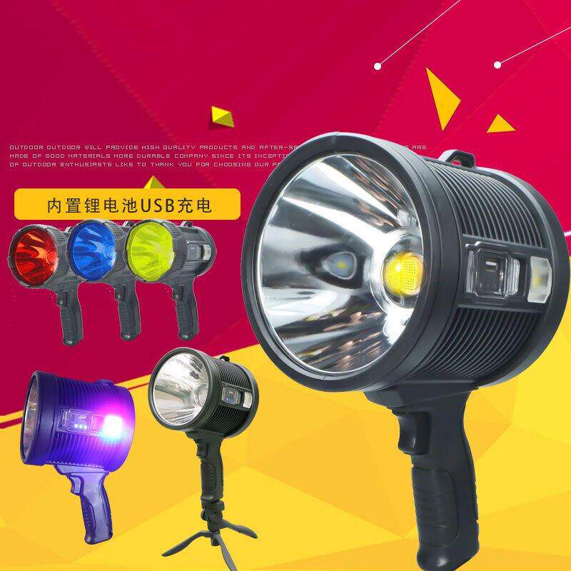 P50P70强光LED探照手提灯高亮电筒手持大功率USB充电太阳能红绿蓝