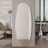 铝合金玄关椭圆镜子全身镜高级感试衣镜贴墙家用挂墙式 卧室穿衣镜