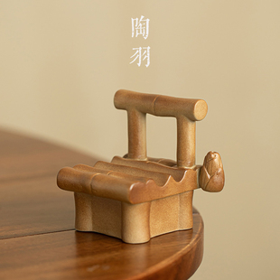粗陶创意椅子陶瓷盖置功夫茶具配件茶托底座盖垫杯垫架茶道小摆件