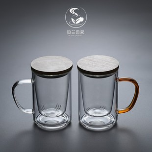 如兰雨茗耐热玻璃茶水分离办公室水杯家用过滤泡茶带盖子花茶男女