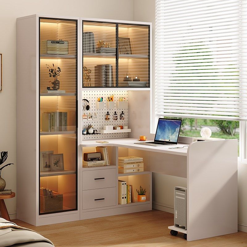 实木书桌书柜一体靠墙学生学习桌书架一体组合转角台式家用电脑桌,住宅家具,电脑桌,淘宝优惠券,粉丝福利购,淘宝优惠卷