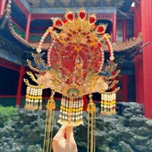 团扇新娘结婚手工高级成品重工喜扇diy材料包中式 婚礼出嫁手捧花