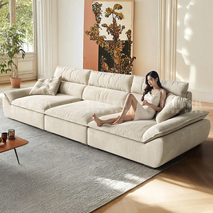 奥克兰可调节靠背帆船沙发客厅磨砂布艺大坐深羽绒奶油风别墅沙发